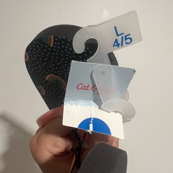 Cat and jack flip flops new rainbow style navy color size 4/5 kids Sandler new - Picture 4 of 6